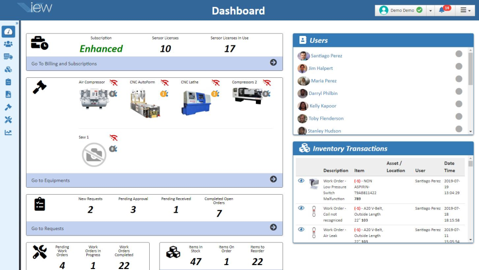 screenshot of Factory View Online